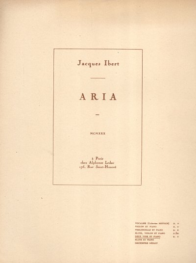 J. Ibert: Aria