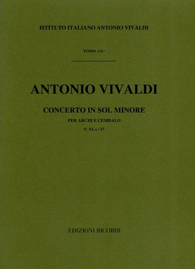 A. Vivaldi: Concerto in Sol Minore per Archi e Cemba (Part.)