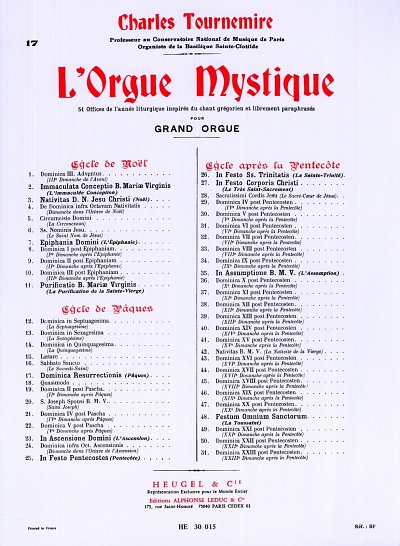 C. Tournemire: Orgue Mystique 17, Org