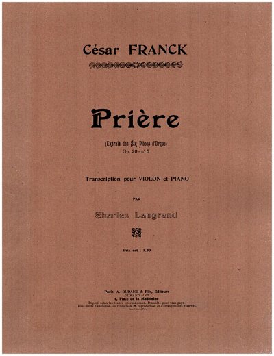 C. Franck: Priere Violon-Piano , VlKlav (KlavpaSt)