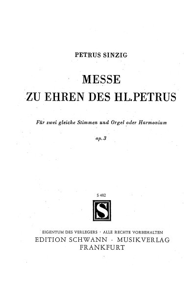 Sinzig: Petrus-Messe op. 3