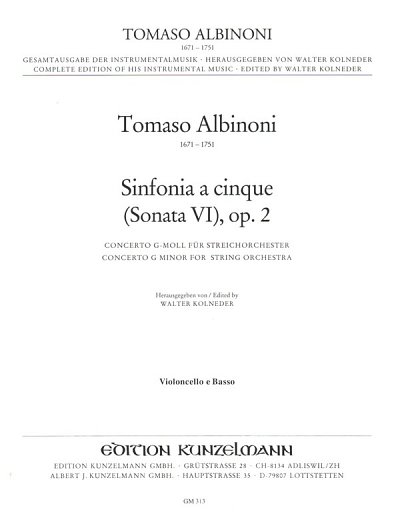 T. Albinoni: Sinfonia a cinque (Sonata 6) g-Moll op. 2/11