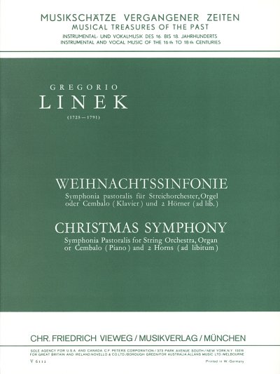 G. Linek: Weihnachtssinfonie - Symphonia, StroBc/2Hr (Part.)