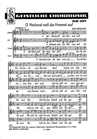 J. Brahms: O Heiland, reiß die Himmel auf, op. 74/2