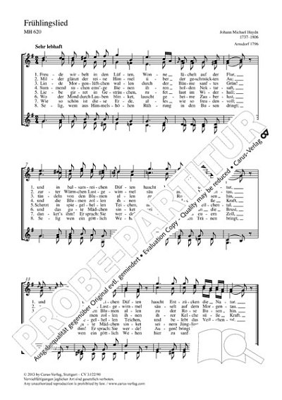 DL: M. Haydn: Frühlingslied G-Dur MH 620 (Part.)