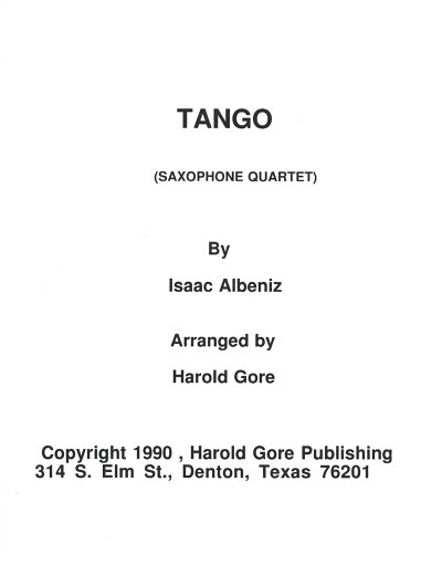 I. Albeniz: Tango, 4Sax (Pa+St)