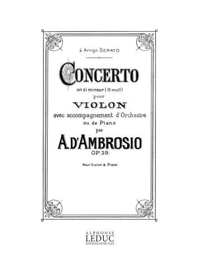 Dambrosio Concerto In B Minor Violin & Piano