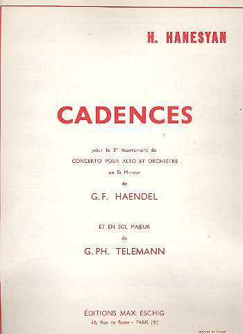 G.F. Händel: Cadences Conc. En Sim Telemann Conc. G  (Part.)