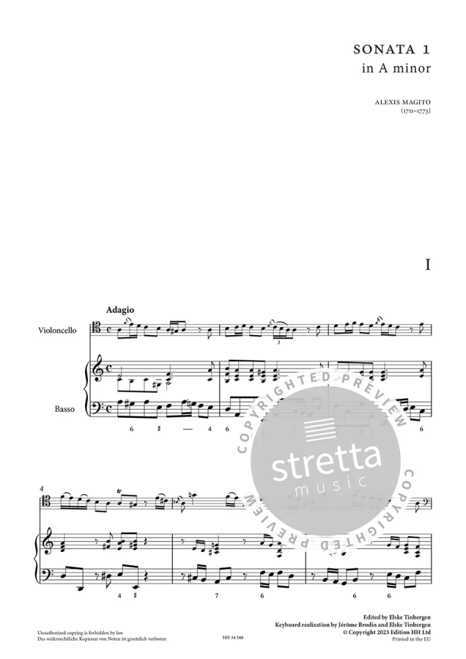 A. Magito: Six Sonatas Vol. 1 op. 1/1-3, VcBc (KlavpaSt) (1)