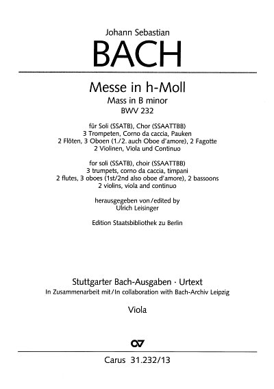J.S. Bach: Messe in h-Moll BWV 232, 5GsGch8OrcBc (Vla)