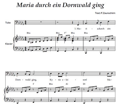 DL: (Traditional): Maria durch ein Dornwald ging, TbOrg (Par