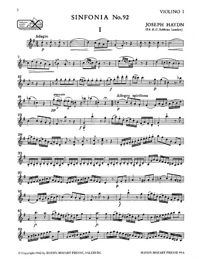 J. Haydn: Sinfonia Nr. 92 G-Dur Hob. I:92 "Oxford"