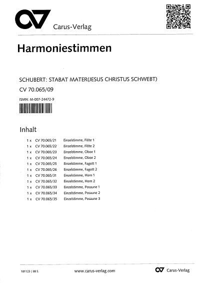 F. Schubert: Stabat Mater D 383, 3GesGchOrch (HARM)