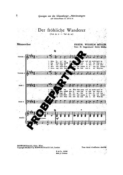 F.W. Möller: Der fröhliche Wanderer (mein, Mch4Klav (Klavpa)