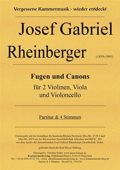 J. Rheinberger: Fugen und Canons für Streic, 2VlVaVc (Pa+St)