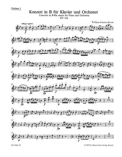 W.A. Mozart: Konzert für Klavier und Orchester Nr. 6 B-Dur KV 238