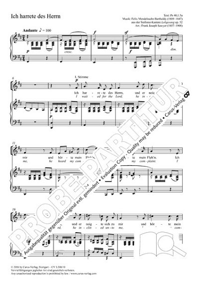 DL: F. Mendelssohn Barth: Ich harrete des Herrn D-Dur (Part.