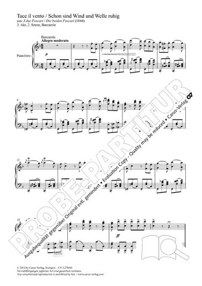G. Verdi: Tace il vento (Schon sind Wind und Welle ruhig) F-Dur (1844)