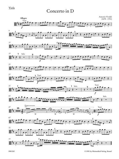 A. Vivaldi: Konzert für Querflöte, Streicher und Basso continuo D-Dur RV 783