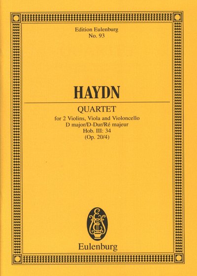 J. Haydn: Quartett D-Dur Op 20/4 Hob 3/34 Eulenburg Studienp