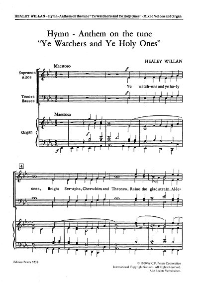 J.H. Willan et al.: Hymn-Anthem on the tune "Ye Watchers and Ye Holy Ones"
