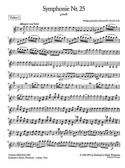 W.A. Mozart: Sinfonie Nr. 25 g-Moll, Sinfo (Vl1)
