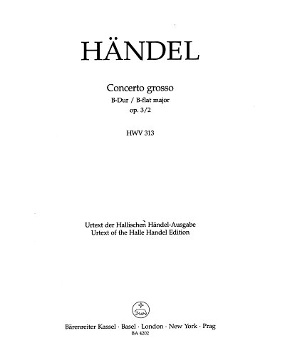 G.F. Haendel: Concerto grosso B-Dur op. 3/, 2Vl2VcOrBc (HARM