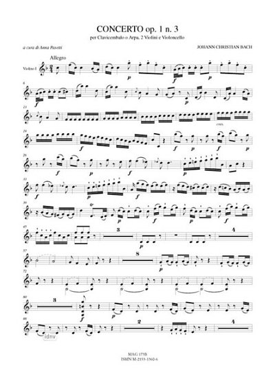 J.C. Bach: Concerto op. 1/3, 2VlVcCemb/Hf (Stsatz)