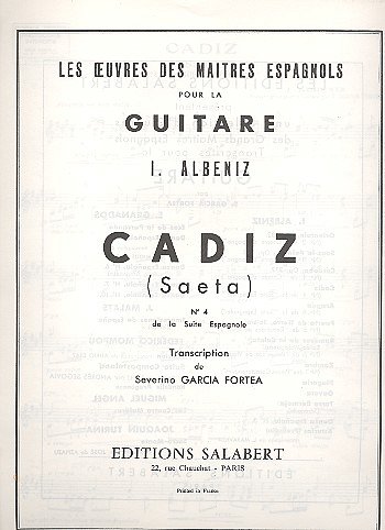 I. Albéniz: Cadiz Suite Espagnole N 4 (Garcia) Guitare