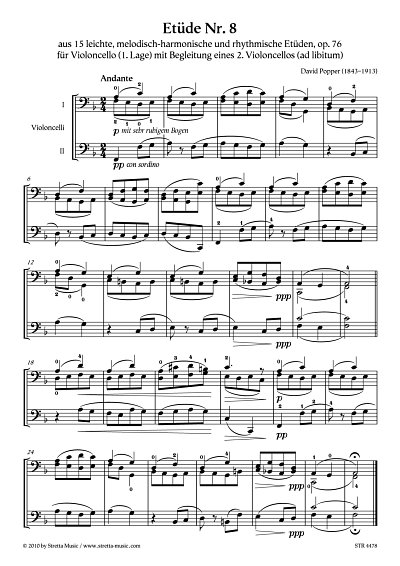 DL: D. Popper: Etuede Nr. 8 aus 15 leichte, melodisch-harmon