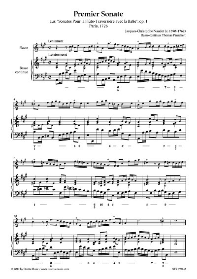 DL: J.-C. Naudot: Premier Sonate, Floete, Basso continuo