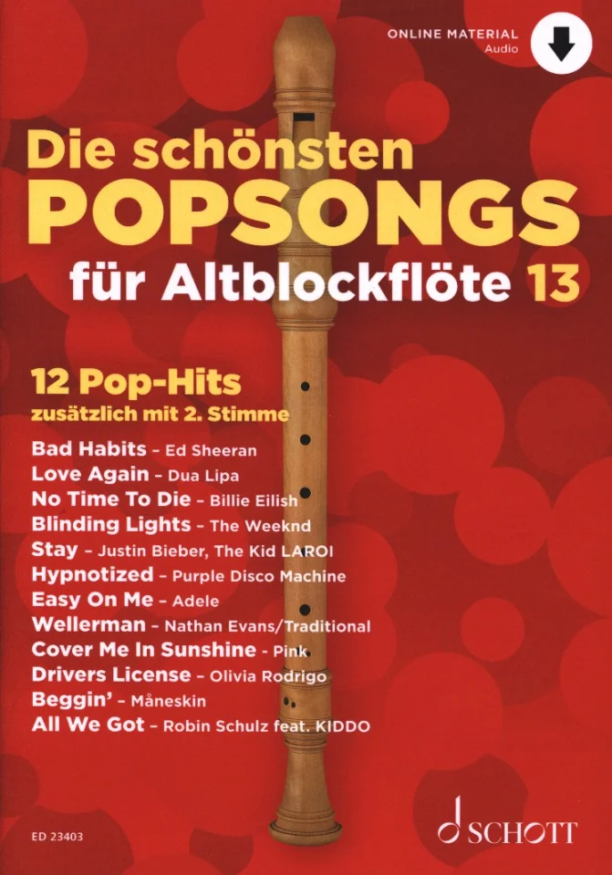 Die schönsten Popsongs für Alt-Blockf, 1-2Ablf (Sppa+Audiod) (0)