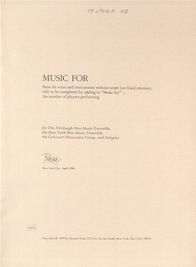 J. Cage: Music for... [Oboe] (1985)