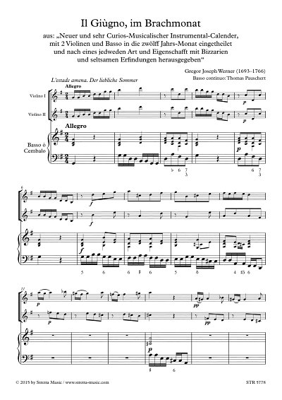 DL: G.J. Werner: Il Giugno, im Brachmonat, 2 Violinen, Basso