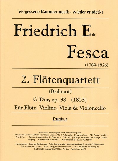 F.E. Fesca: Floetenquartett 2 G-Dur op. 38, FlVlVlaVc (Pa+St