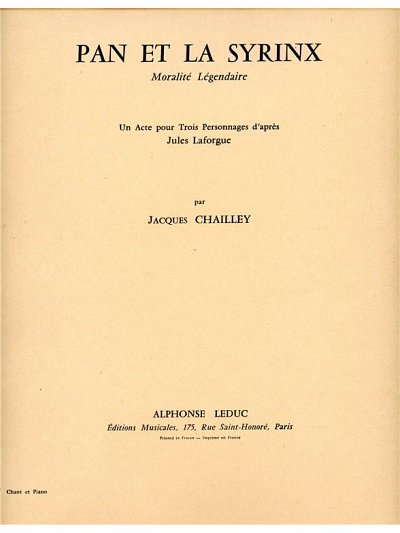 J. Chailley: Pan Et La Syrinx, GesKlav