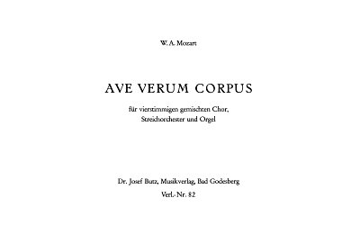 W.A. Mozart: Ave Verum Corpus KV 618 fuer SATB a cappella, m