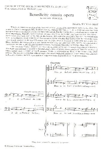 H. Purcell: Benedicite Omnia Opera