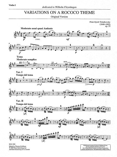 P.I. Tschaikowsky: Rokoko Variationen Op 33 - Vc Orch