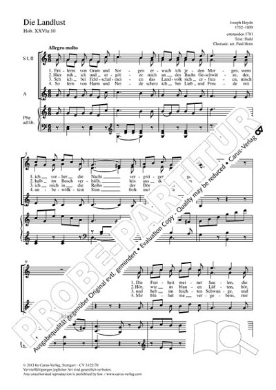 DL: J. Haydn: Die Landlust C-Dur Hob. XXVla:10 (1781) (Part.