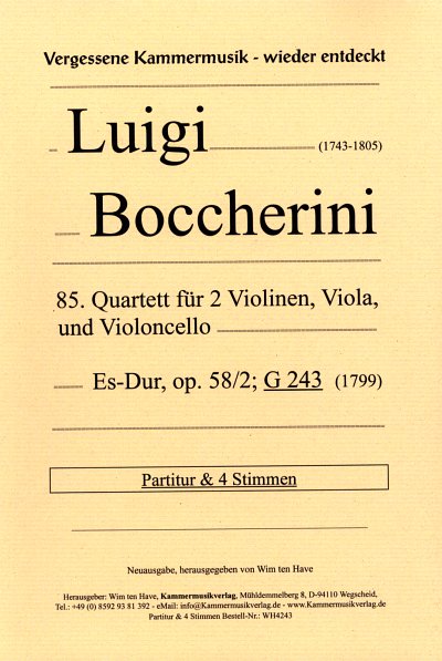 L. Boccherini: Streichquartett Nr. 85 (G243, 2VlVaVc (Pa+St)