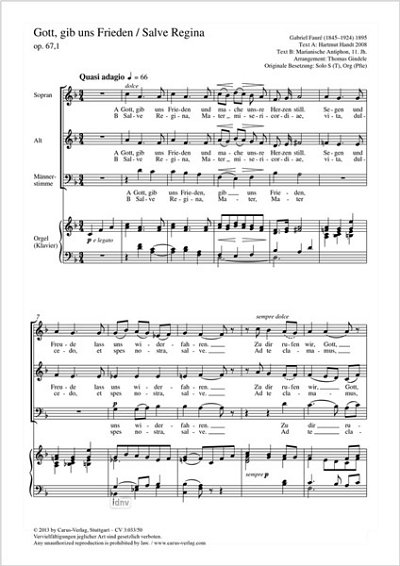 G. Fauré: Gott, gib uns Frieden F-Dur op. 67, 1 (1895)