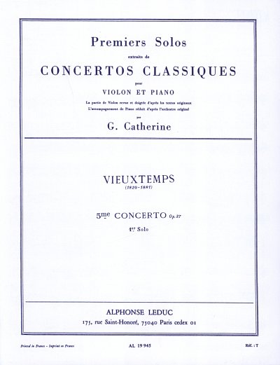 H. Vieuxtemps: Premiers Solos Extraits de Concertos Classiques
