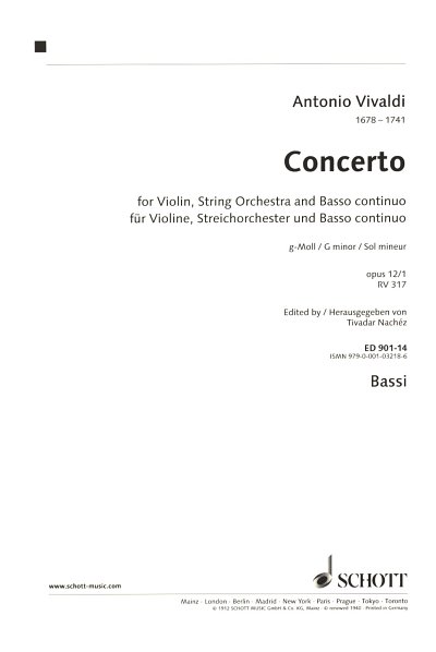A. Vivaldi: Concerto g-Moll op. 12/1 RV 31, VlStroOrg (VcKb)