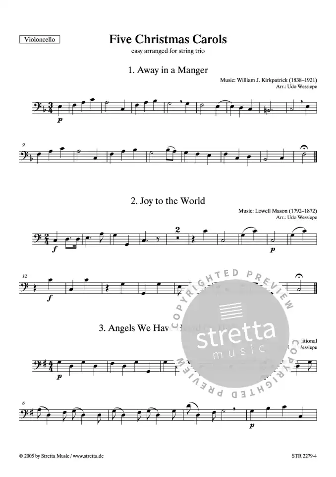 DL: Five Christmas Carols easy arranged for string trio (3)