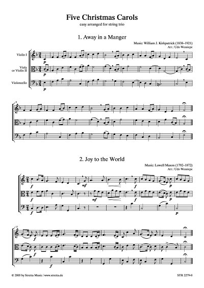 DL: Five Christmas Carols easy arranged for string trio