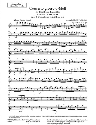A. Vivaldi: Concerto grosso d-Moll (original a, 4Blf (ABlf1)