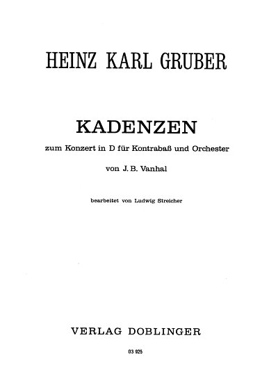 J.B. Vanhal: Kadenzen zum Konzert in D, KbOrch