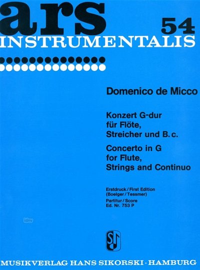 Micco Domenico De: Konzert für Flöte, Streicher und B.c. G-Dur