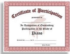 Urkunde für Teilnahme an Klavierunterricht (TeilUrMu)
